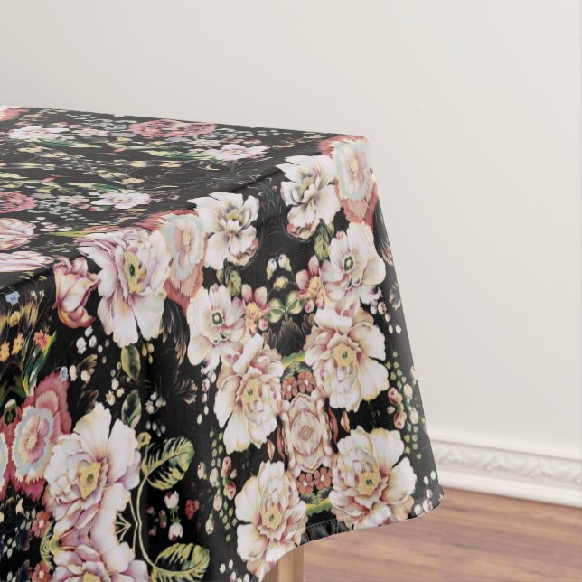Böhmisch-Chic Rosa Blume dunkelblütig Tischdecke (Beispiel)