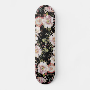 böhmisch-französisch-schicke schwarze Blüte Skateboard