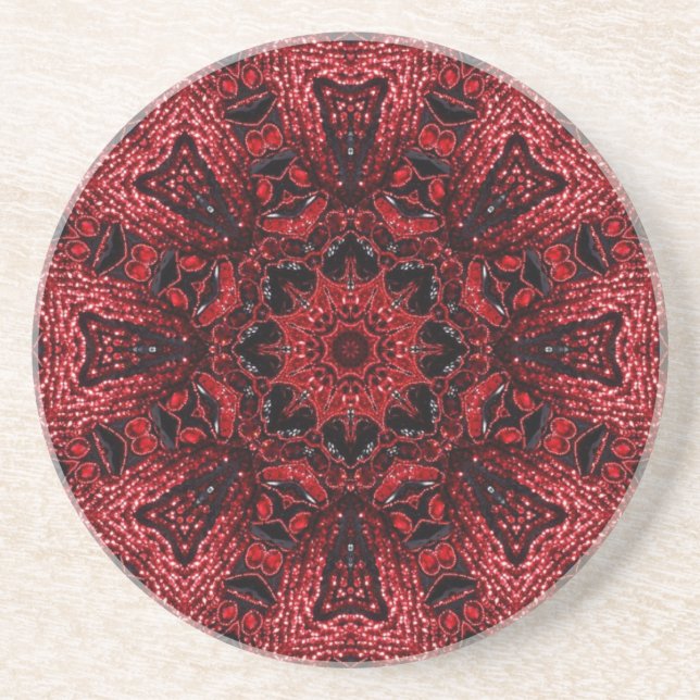 Böhmisch-marokkanischer Maroon-Borgade-Mandala Getränkeuntersetzer (Vorne)