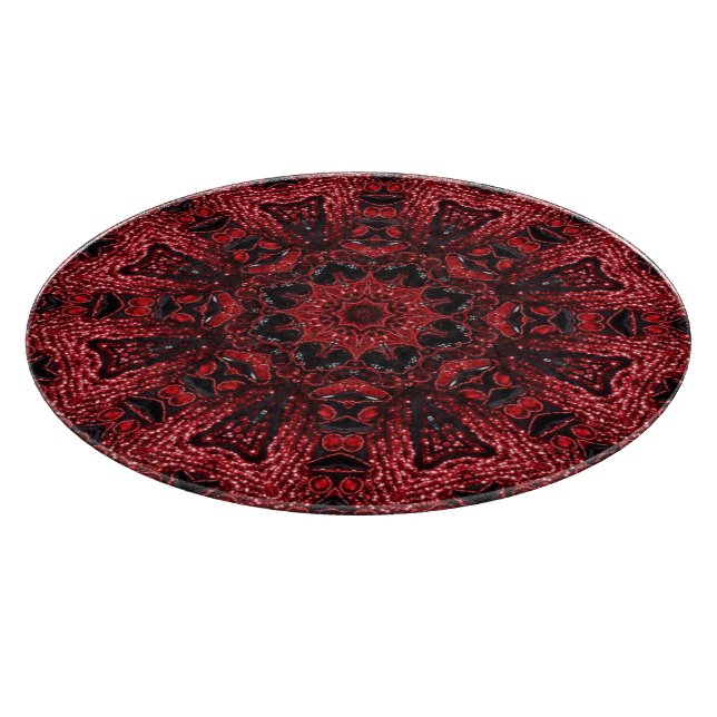 Böhmisch-marokkanischer Maroon-Borgade-Mandala Schneidebrett (Ecke)
