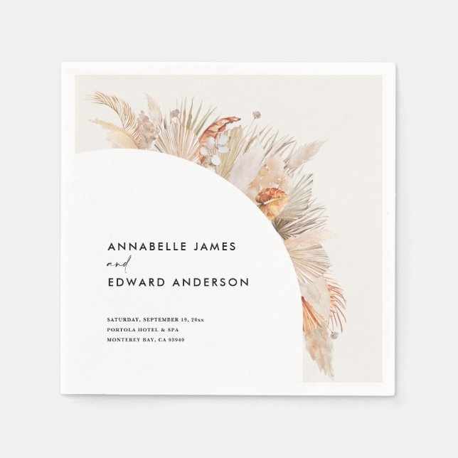 Böhmisch-Terrakotta Pampas Gras Hochzeit Serviette (Vorderseite)