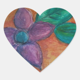 böhmische Blume Herz-Aufkleber