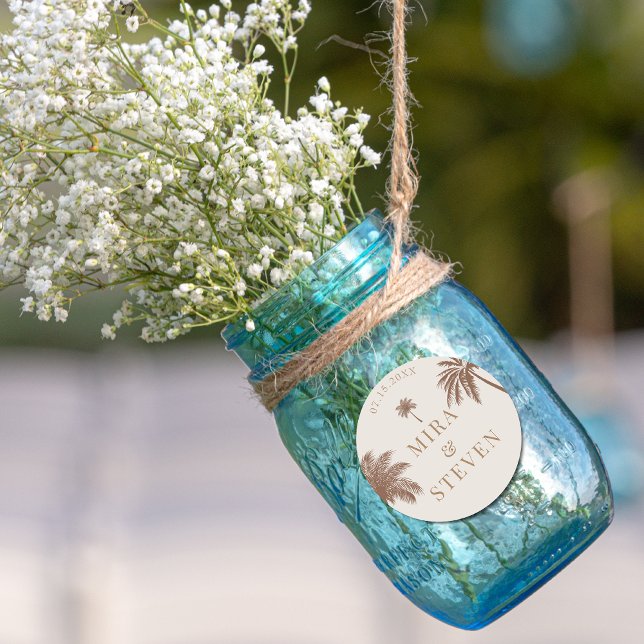 Böhmische Palmenhochzeit Runder Aufkleber (Von Creator hochgeladen)