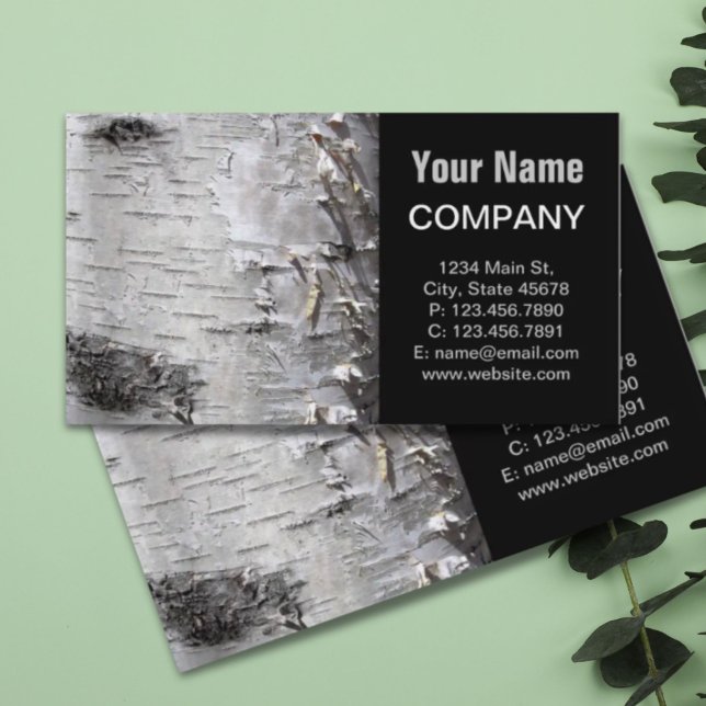 böhmische Rustikale Baumrinde Visitenkarte (bohemian rustic country chic tree bark white birch business card)