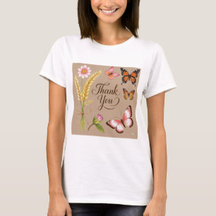 Böhmische Wildblumen, Schmetterlinge, Weizenhalme T-Shirt