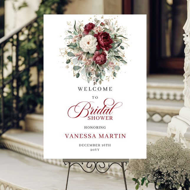 Böhmischer Burgunder-Junggesellinnenabschied Willk Poster (Bohemian Burgundy Bridal Shower Welcome)