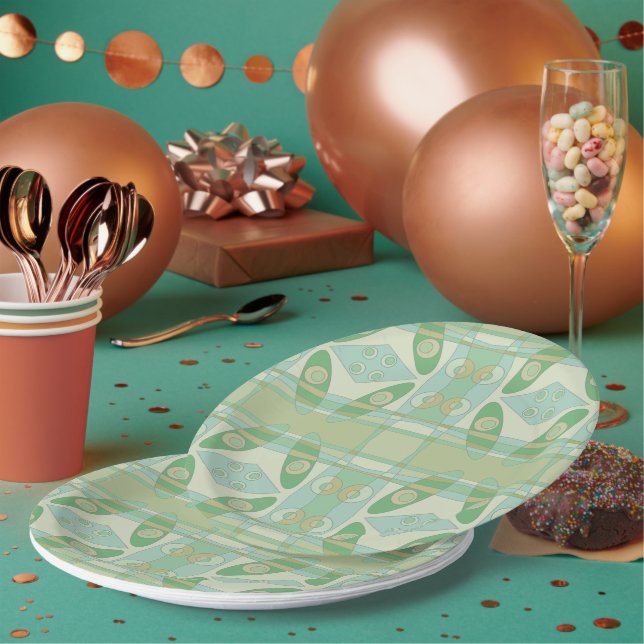 Böhmischer Chintz neue grüne Olive Pappteller (Multi)