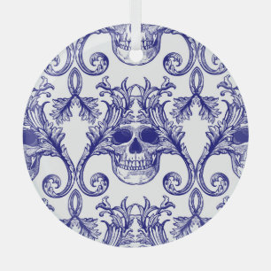 Böhmischer Damast, Totenkopf nahtloses Ornament. Ornament Aus Glas