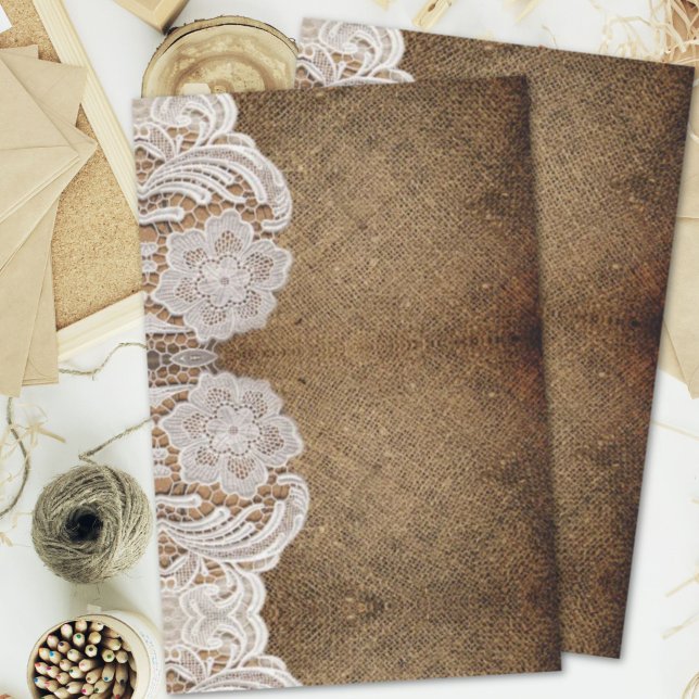 böhmischer rustikaler Western-Berg Seidenpapier (bohemian rustic western country burlap and lace tissue paper)