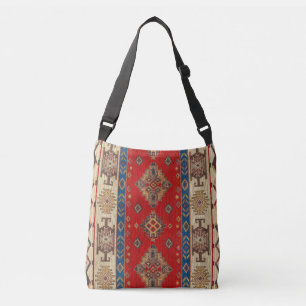 Böhmischer türkischer Teppich Beige Rot Kilim Tragetaschen Mit Langen Trägern
