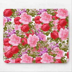 Böhmisches Blumen der Vintagen rosaroten grünen Mousepad