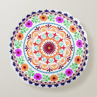 Böhmisches Blumenmuster des Hippie rundes Kissen