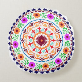 Böhmisches Blumenmuster des Hippie rundes Rundes Kissen