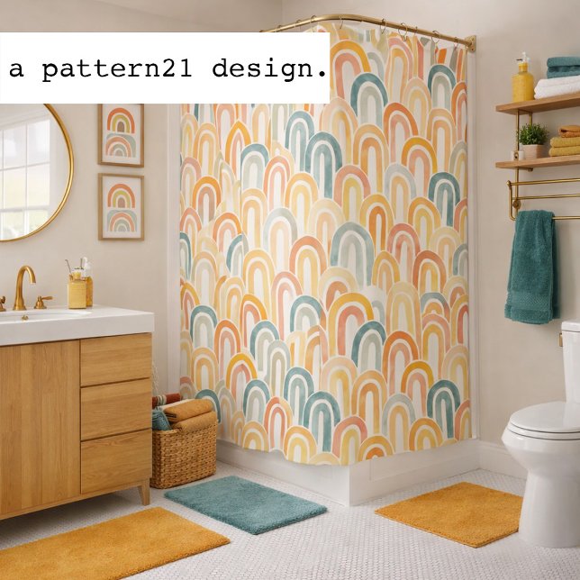 böhmisches Fischschuppenlack-Muster Duschvorhang (Boho arc shower curtain in relaxed color scheme
)