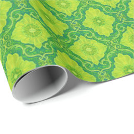 Böhmisches Muster "Palatia floral" gelb & grün Geschenkpapier