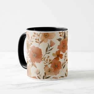 Böhmisches Terrakotta-Wildblumen-Blumenmuster Tasse