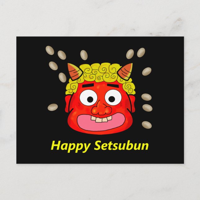 Bohnen auf dem Dämon abwerfen Postkarte (Vorderseite)