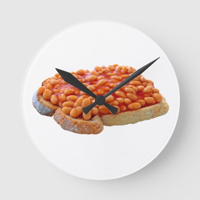Bohnen auf Toast Runde Wanduhr (Vorderseite)
