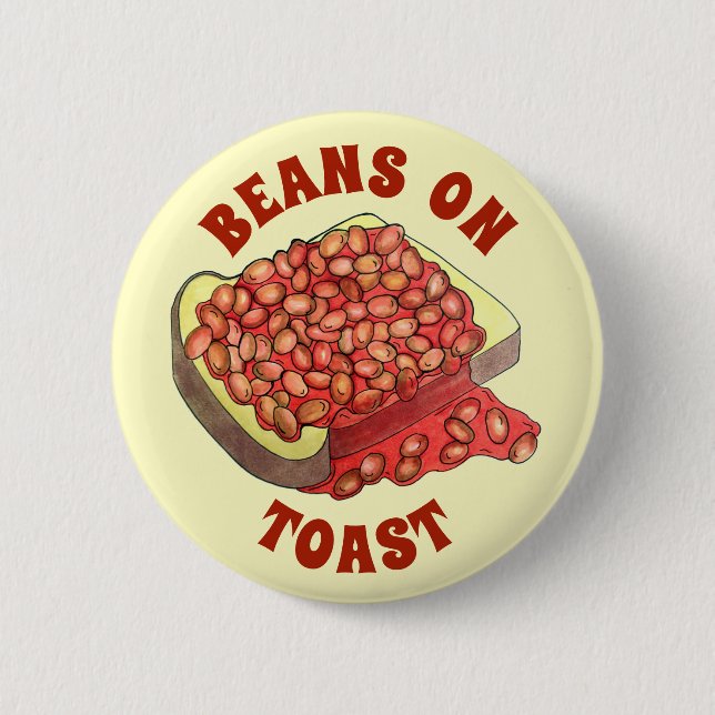 Bohnen auf Toast UK British Cuisine Food Button (Vorderseite)