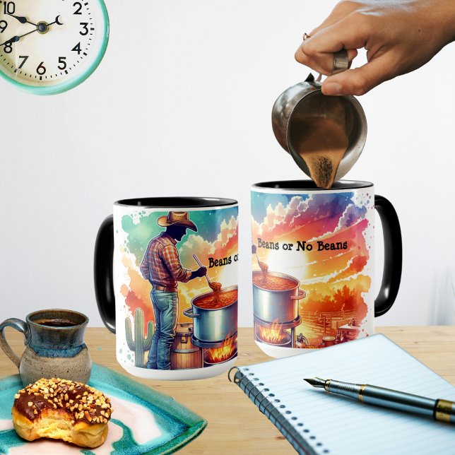 Bohnen oder keine Bohnen Chili Kochen Cowboy 1 Tasse (Chili Cookoff Beans or No Beans Collection  Cups/Mugs)