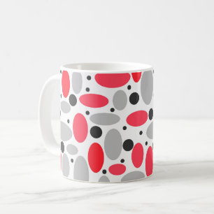 Bohnen und Erbsen Retro rot grau weiß Muster Kaffeetasse