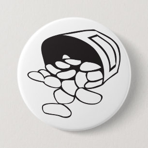 Bohnen verschüttet Schwarz-Weiß-Umriss Button