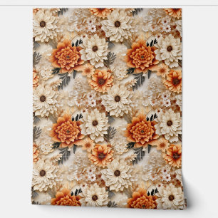 Boho 3 Herbst Wildblumen Terracotta Rosty Tapete