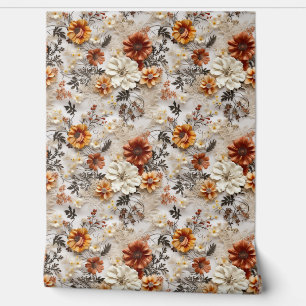 Boho 3 Herbst Wildblumen Terracotta Rosty Tapete