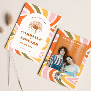 Boho 70er Jahre Groovy Wellig Sonnenlicht Speicher Save The Date