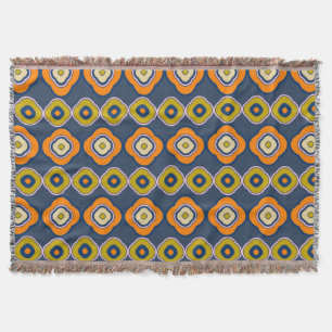 Boho 70er Retro Shapes Muster Blue Orange  Decke