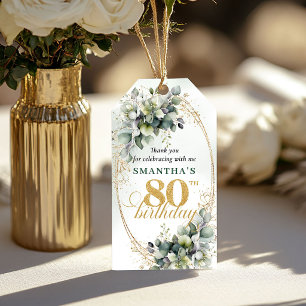 Boho 80. Geburtstag Greenery Foliage Etikett Geschenkanhänger