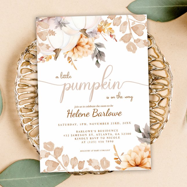 Boho A Little Pumpkin Herbst Herbstdusche Einladung (Boho A Little Pumpkin Fall Autumn Baby Shower Invitation)