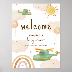 Boho-Abenteuer-Hubschrauber-Baby-Shower-Willkommen Poster