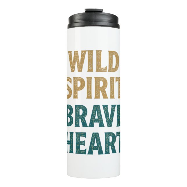 Boho-Abenteuer Wilde Seele Braves Herz Thermosbecher (Vorderseite)