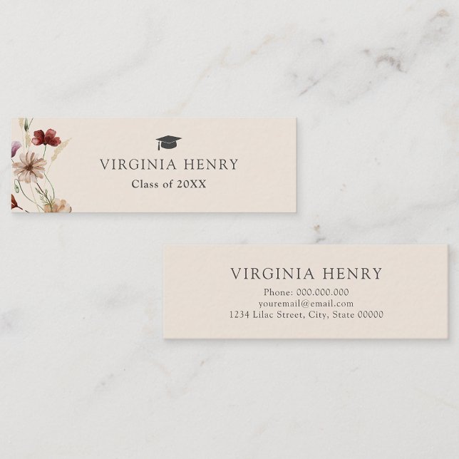 Boho Abschluss Name Card Mini Visitenkarte (Boho Graduation Name Card by Painted Paperie
)