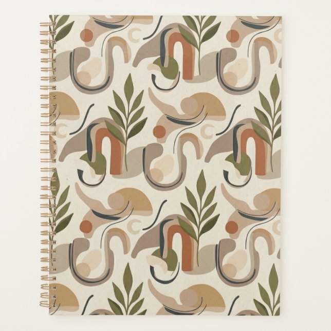 Boho Abstract Botanical Notebook Cover Background Planer (Vorderseite)