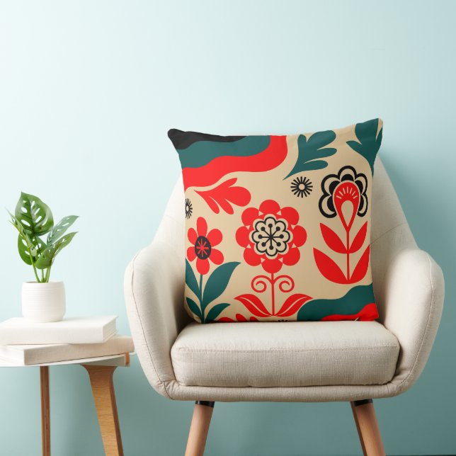 Boho Abstract Flower Wall Art Kissen (Stuhl )