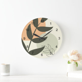 Boho Abstract Leaf Wall Clock Große Wanduhr
