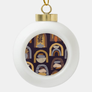 Boho-Abstract: Minimalistischer Vintage-Charme. Keramik Kugel-Ornament