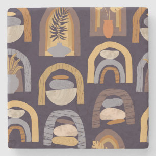 Boho-Abstract: Minimalistischer Vintage-Charme. Steinuntersetzer