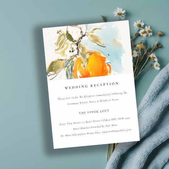 Boho Abstract Orange Garden Wedding Reception Begleitkarte (Von Creator hochgeladen)