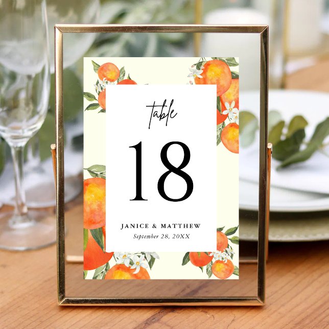 Boho Abstract Orange Garden Wedding Seating Tischnummer (Von Creator hochgeladen)
