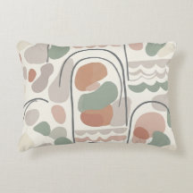 Boho Abstract Organic Shape Pillow - Earthy