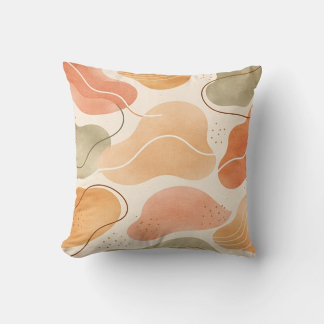 Boho Abstract Organic Shape Pillow - Earthy Terrac Kissen (Vorderseite)