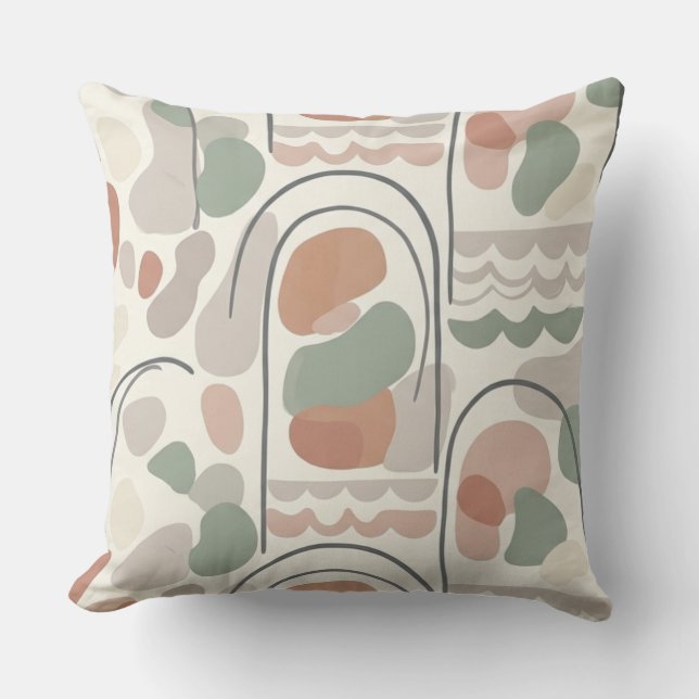 Boho Abstract Organic Shape Pillow - Earthy Terrac Kissen (Vorderseite)