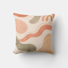 Boho Abstract Organic Shape Pillow - Earthy Terrac Kissen