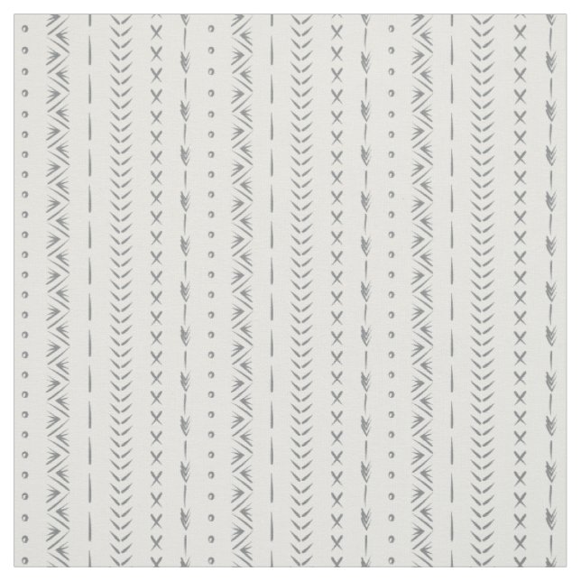 Boho-Abstract-Pfeilstreifen-Geometrie Weiß Grau  Stoff (Muster)