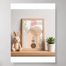Boho-Abstract-Regenbogen- & Blumennursery-Wandkuns