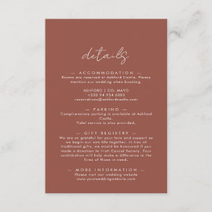 Boho Abstract Rust-Ahorn-Hochzeitsdetails Begleitkarte