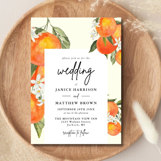 Boho Abstract Sketchy Orange Garden Wedding Einladung (Von Creator hochgeladen)